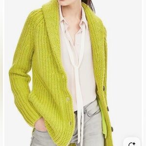 BANANA REPUBLIC Womens Cardigan Italian Yarn Merino/Alpaca Wool Buttons Lime S